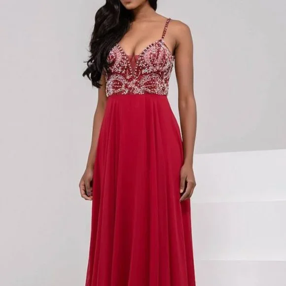 open lace back dress Jovani 37092 Long Prom Dress